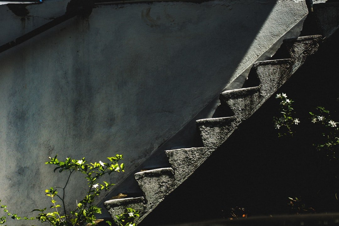 gray concrete stair