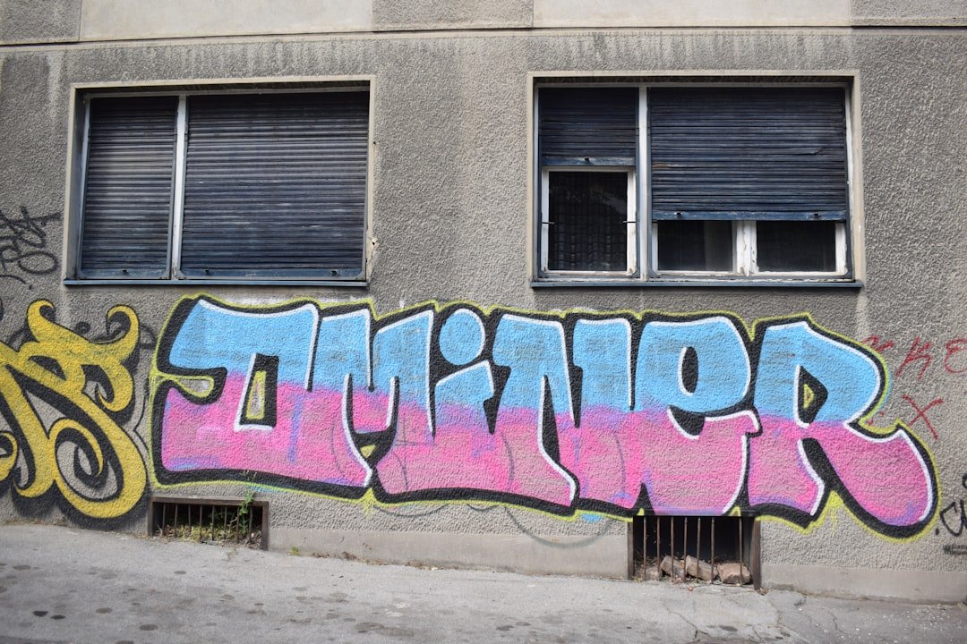 Graffiti art on a weathered building.