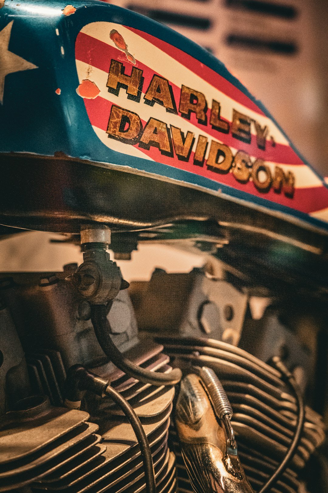 a close up of a harley davidson motorcycle engine