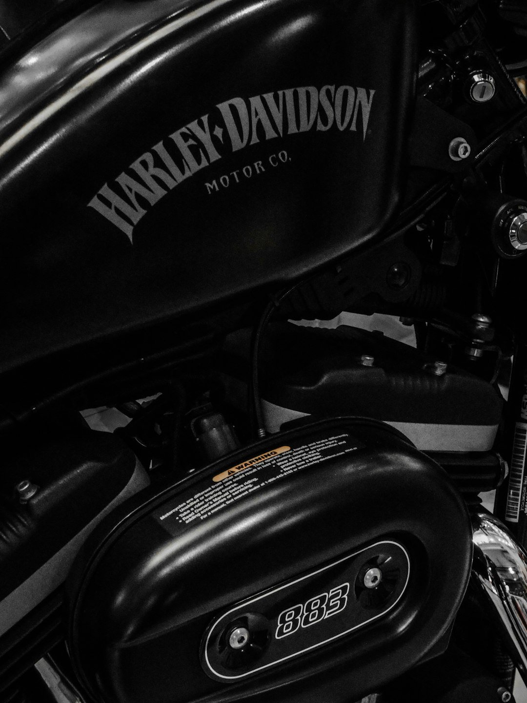 black and white harley davidson motorcycle
