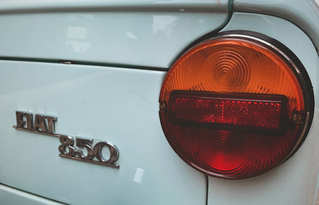 a close up of the tail light of a car