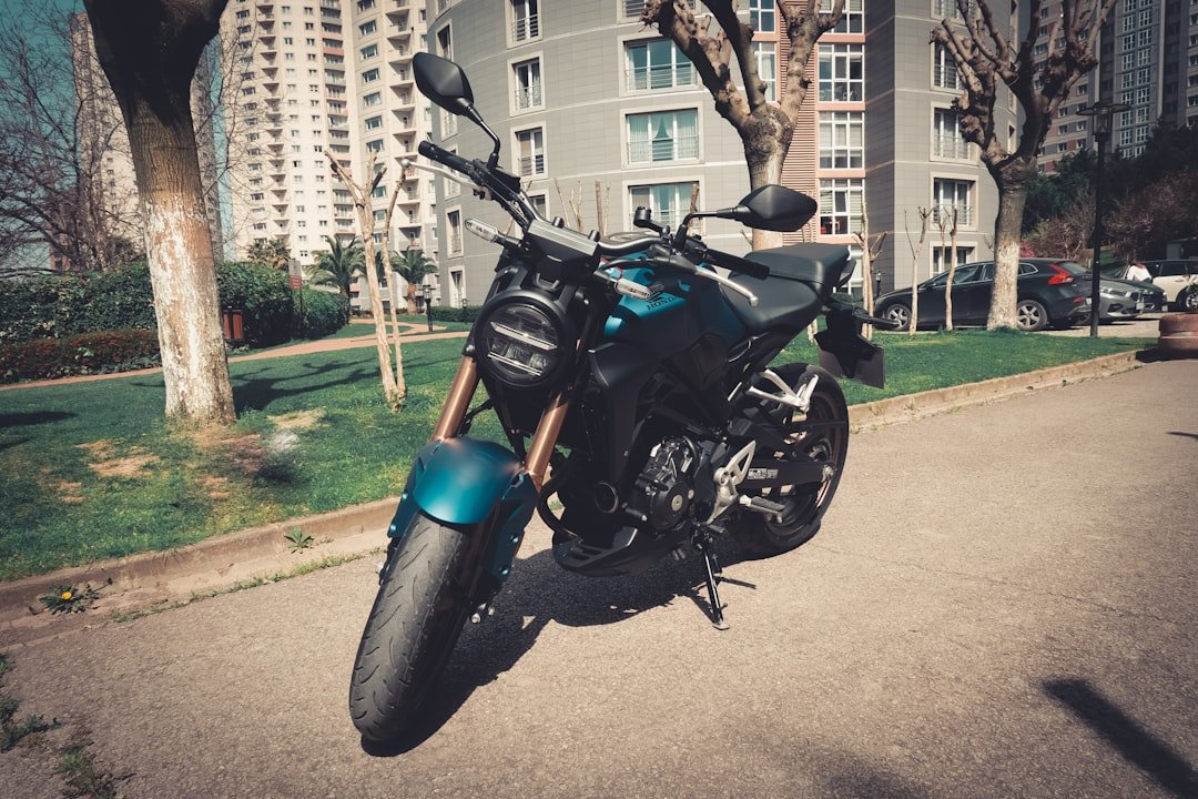 a motorcycle parked on the side of the road