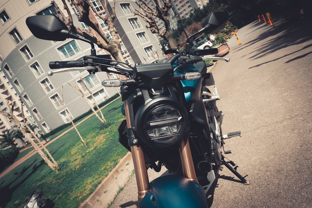 a motorcycle parked on the side of the road