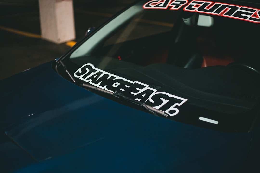 a close up of a car with a sticker on it