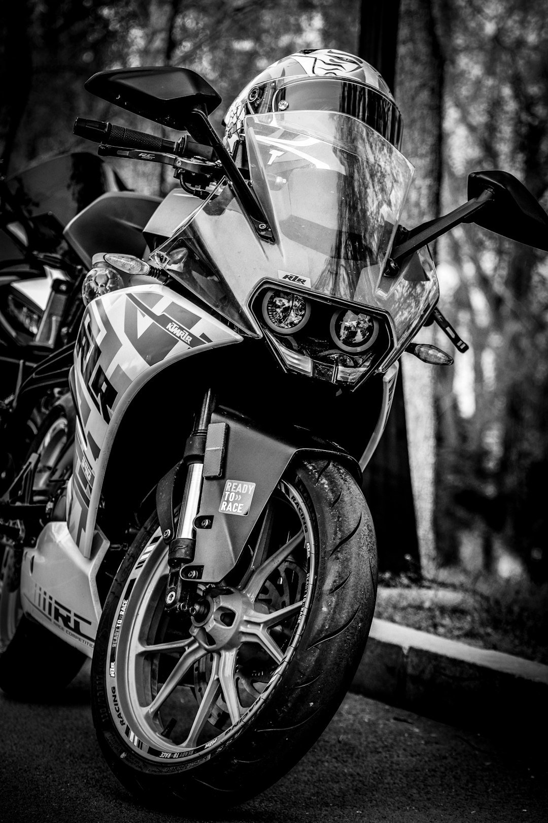 a motorcycle parked on the side of the road