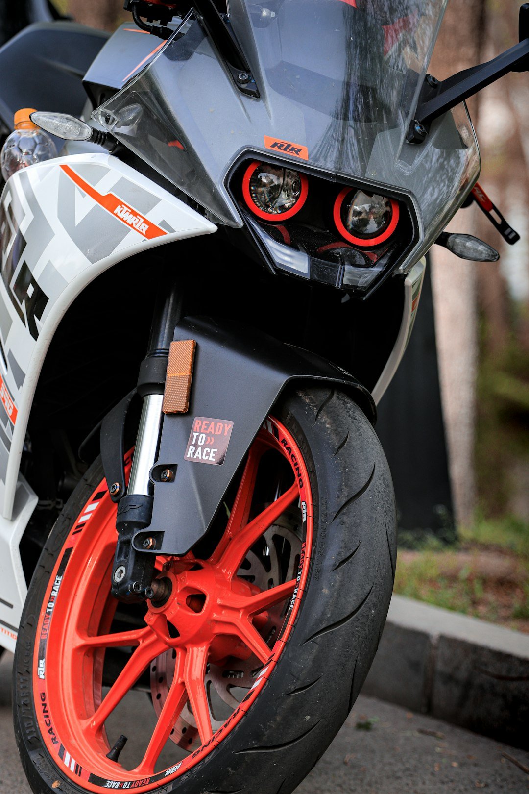 a motorcycle parked on the side of the road