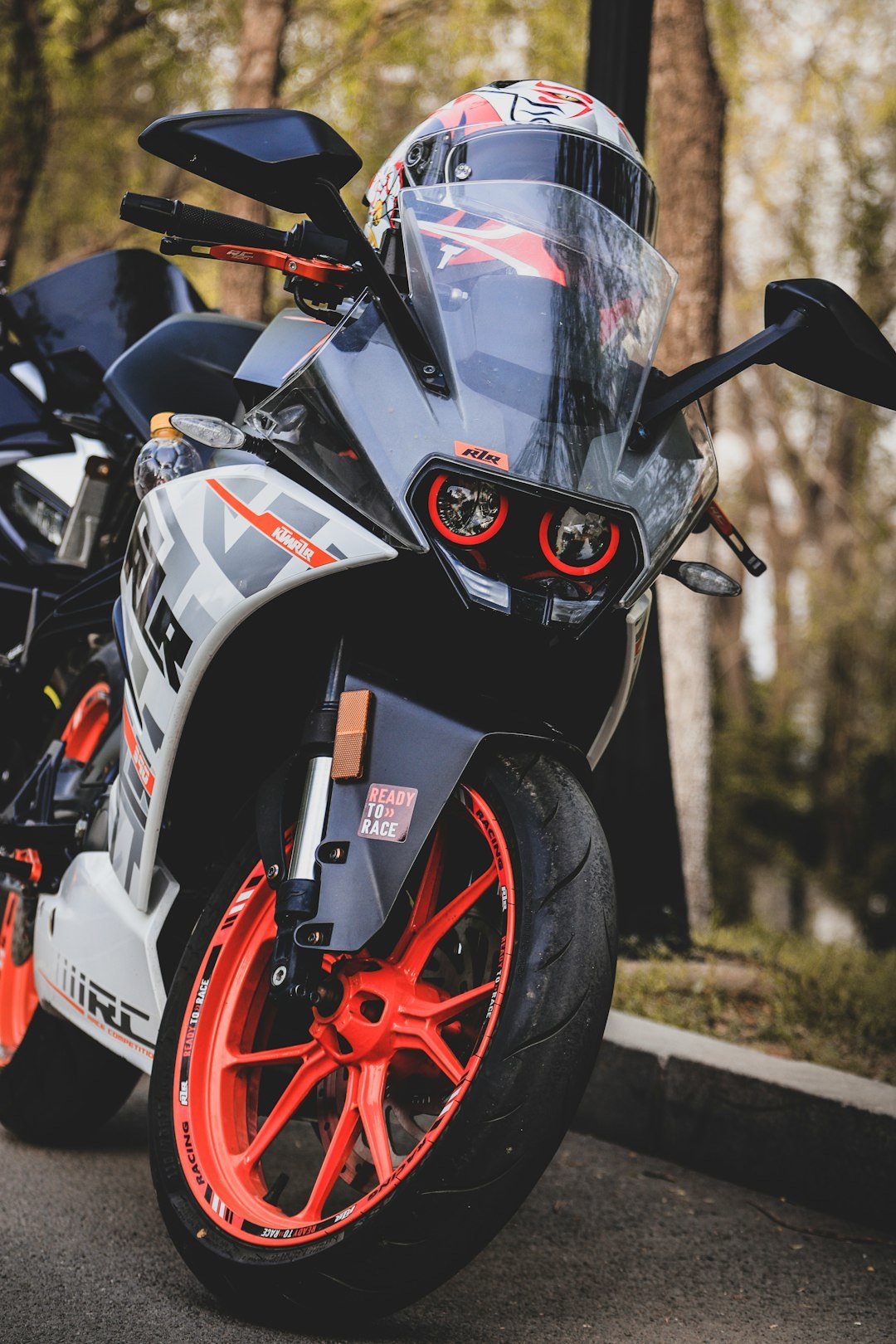 a motorcycle parked on the side of the road
