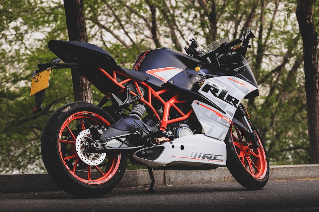 a motorcycle parked on the side of the road