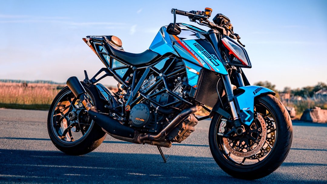 a motorcycle parked on a road