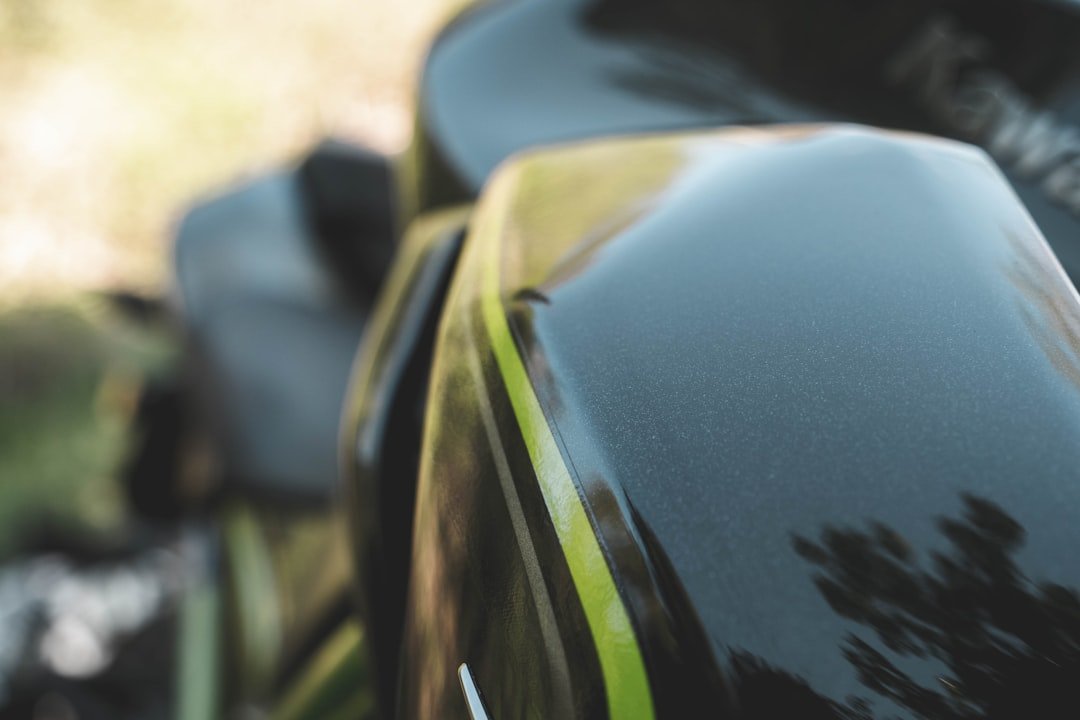 blue and green car hood
