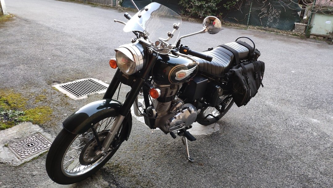 a motorcycle parked on the side of the road