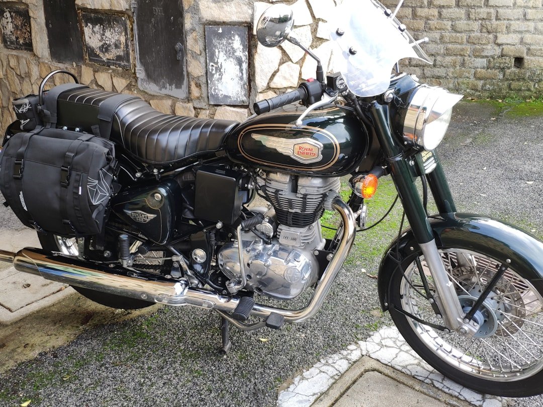 a motorcycle parked on the side of the road