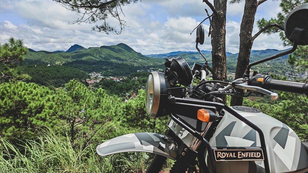 a motorcycle parked in a field