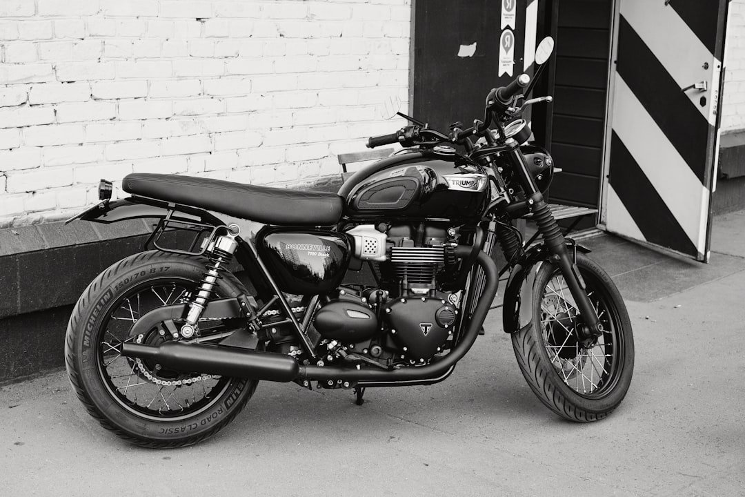 a black and white photo of a motorcycle
