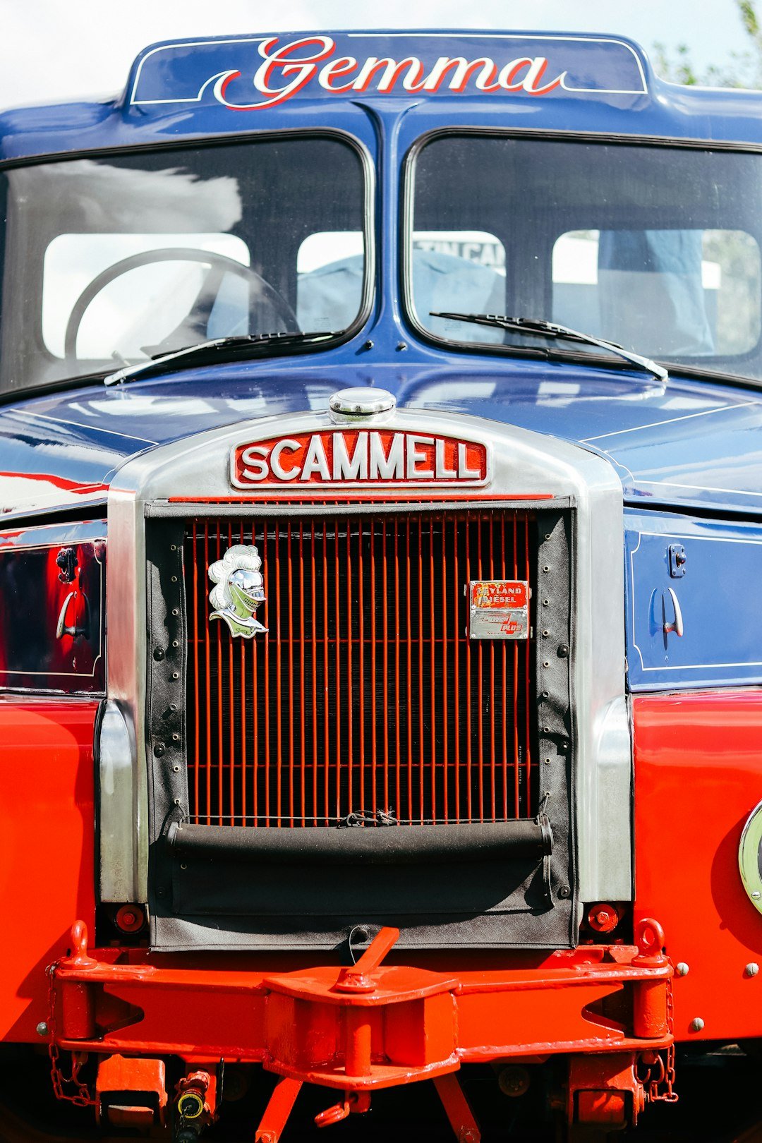 a close up of the front of a semi truck