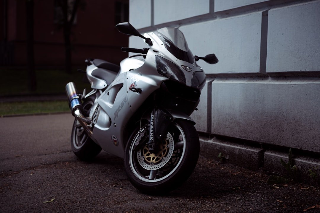 a motorcycle parked on the side of a road
