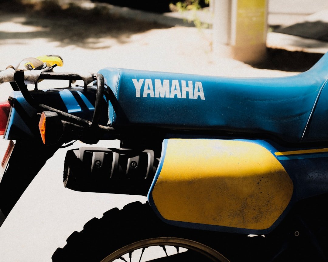 a blue and yellow scooter